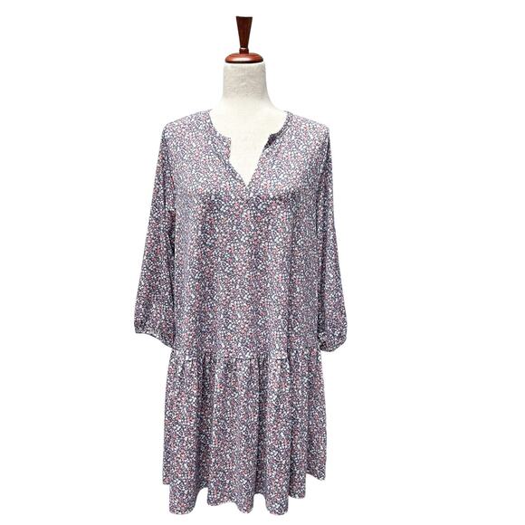 Banana Republic Dresses & Skirts - Banana Republic‎ Dress XL Petite Floral Tiered Ruffled Jersey Knit Blue Pink